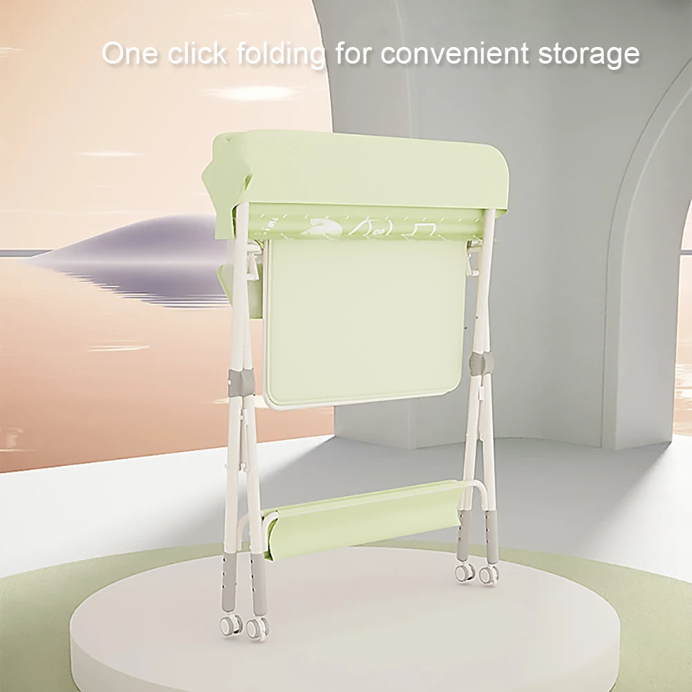 Baby Changing Table with Wheels Adjustable Height Folding Diaper Station with Nursery Organizer Storage Rack For Newborn Infant