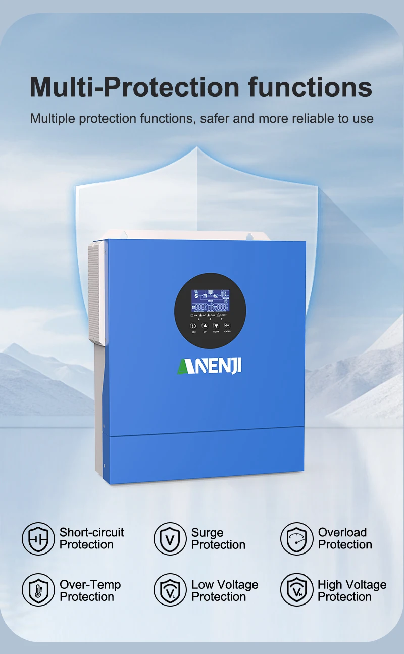 11KW Hybrid Solar Inverter 48V 2KW 12V MPPT Pure Sine Wave Photovoltaic Inverter 230VAC 60A 160A Solar Charger PV 160V 500VDC