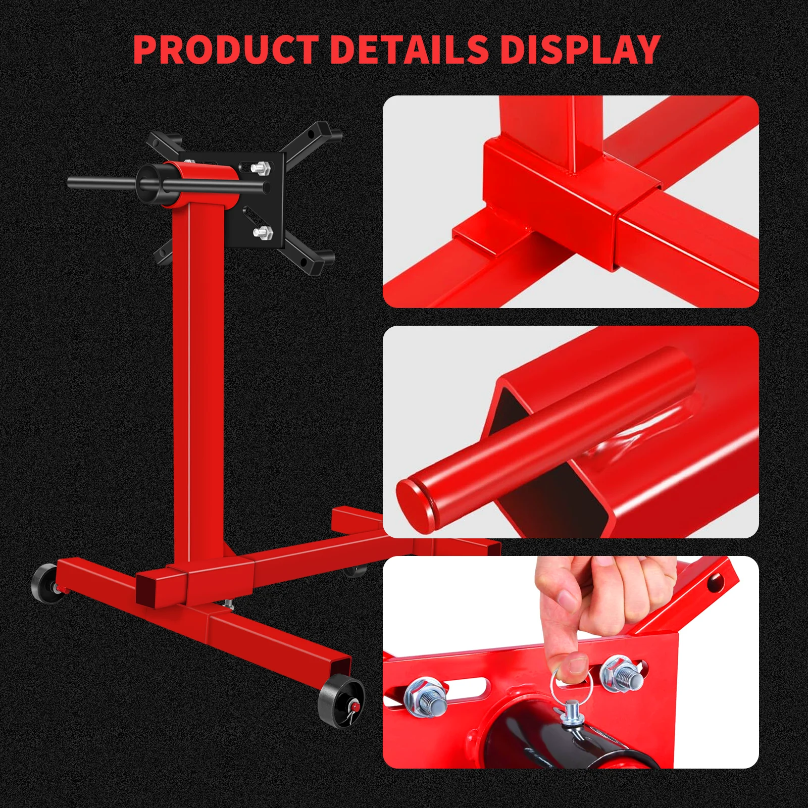 Engine Stand 450kg Rotating Engine Motor Stand with 360 Degree Adjustable Head Dolly Engine Flip Bracket for Vehicle Auto Repair
