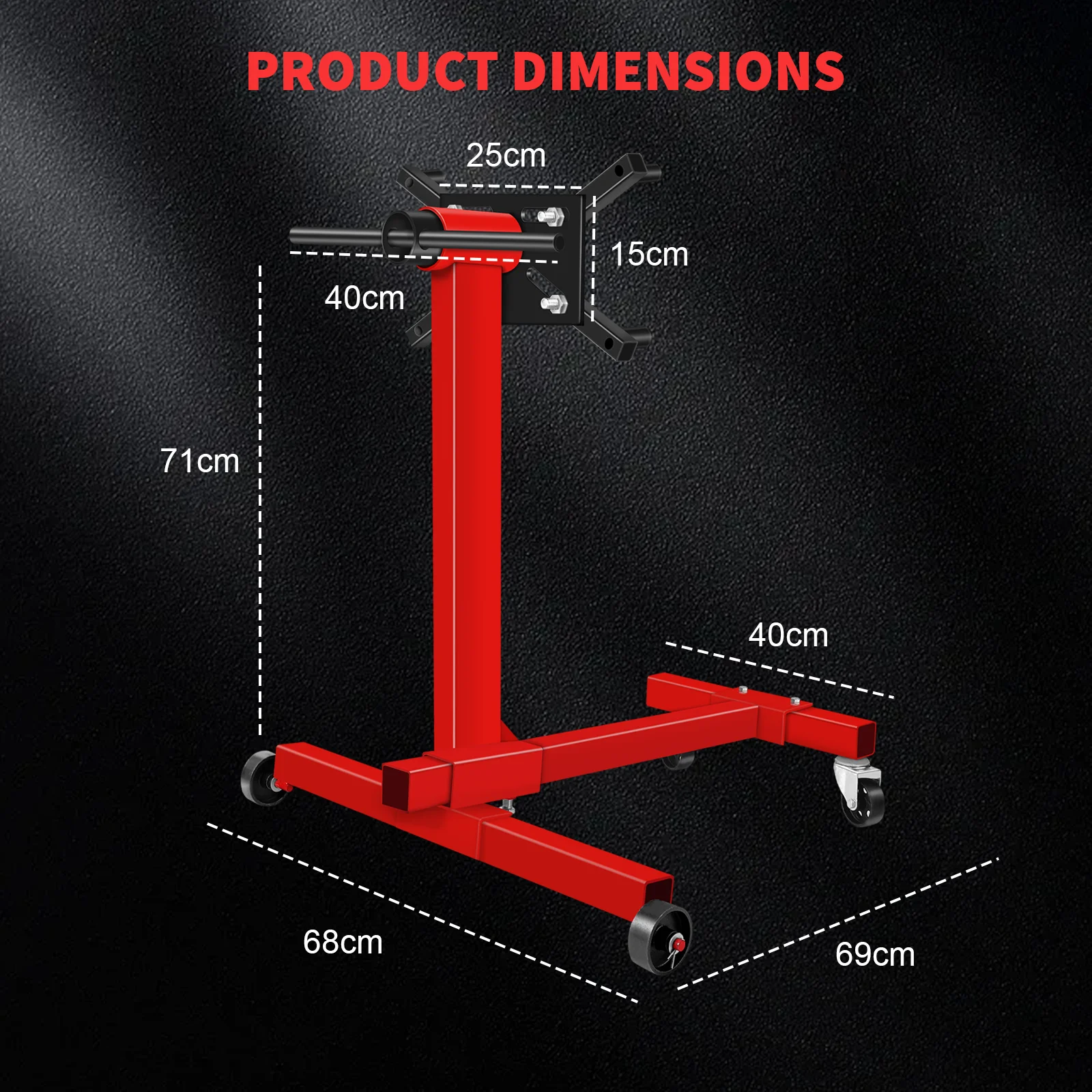 Engine Stand 450kg Rotating Engine Motor Stand with 360 Degree Adjustable Head Dolly Engine Flip Bracket for Vehicle Auto Repair