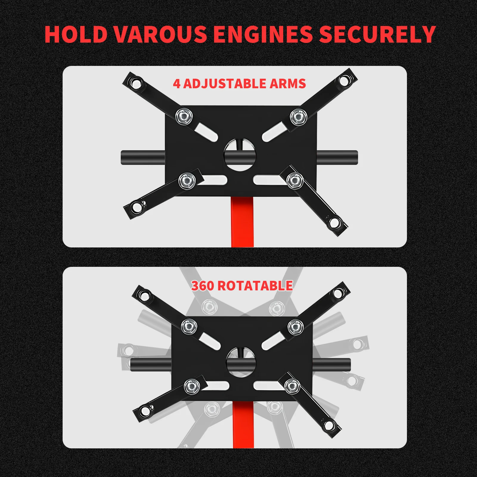 Engine Stand 450kg Rotating Engine Motor Stand with 360 Degree Adjustable Head Dolly Engine Flip Bracket for Vehicle Auto Repair