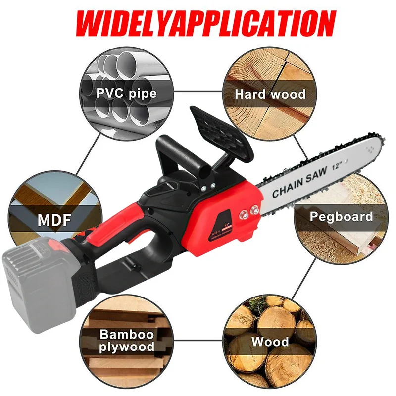 12 Inch Brushless Electric Chain Saw 3500W Portable Logging Chainsaw Rechargeable Cordless Pruning Tools For Makita Battery
