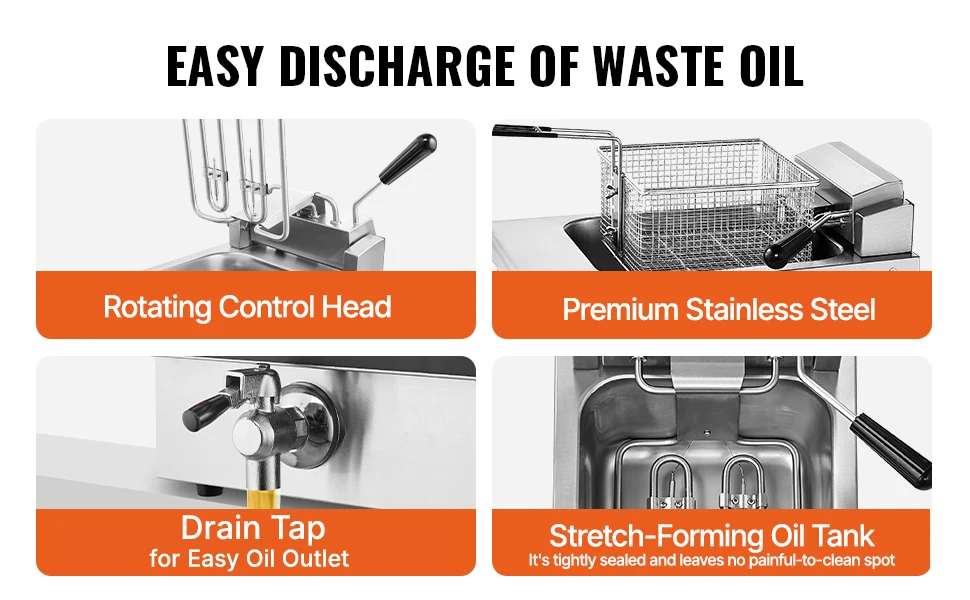 SucceBuy 9Qt /8.5 L  Commercial Deep Fryer 1750W Electric Countertop Fryer with Basket Single Tank Oil Fryer Time & Temp Control