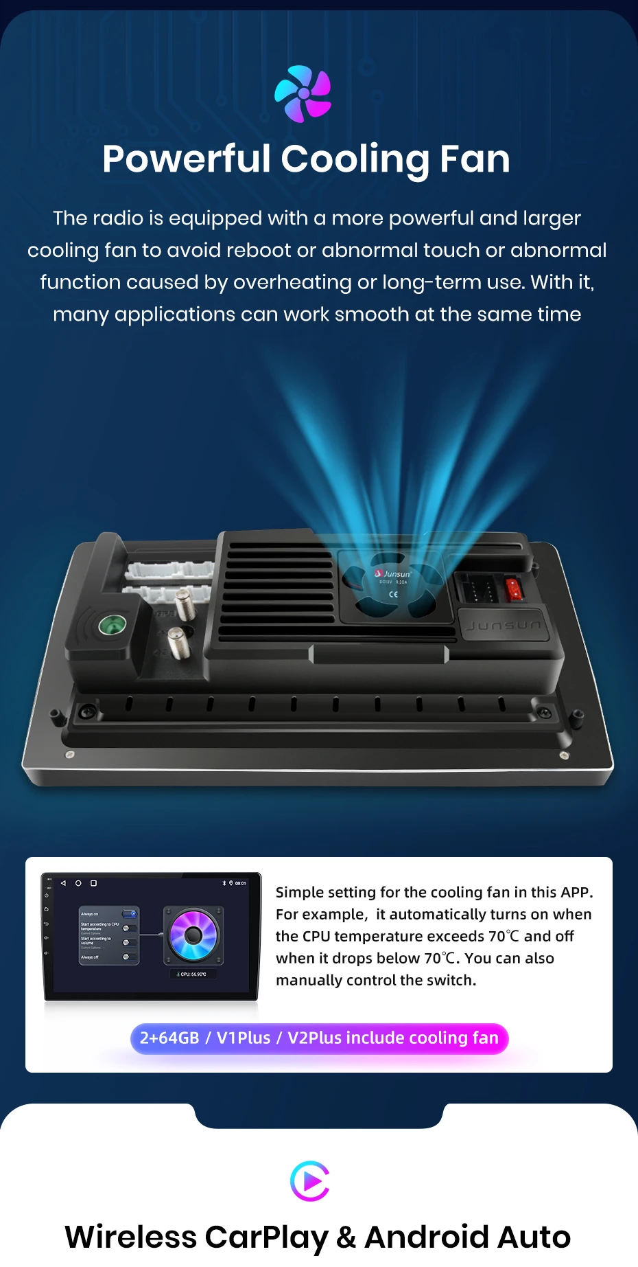 Junsun AI voice Wireless Carplay Android Auto radio For Ford Fiesta 2009 2010 2011 Car Intelligent Systems BT 2 din autoradio