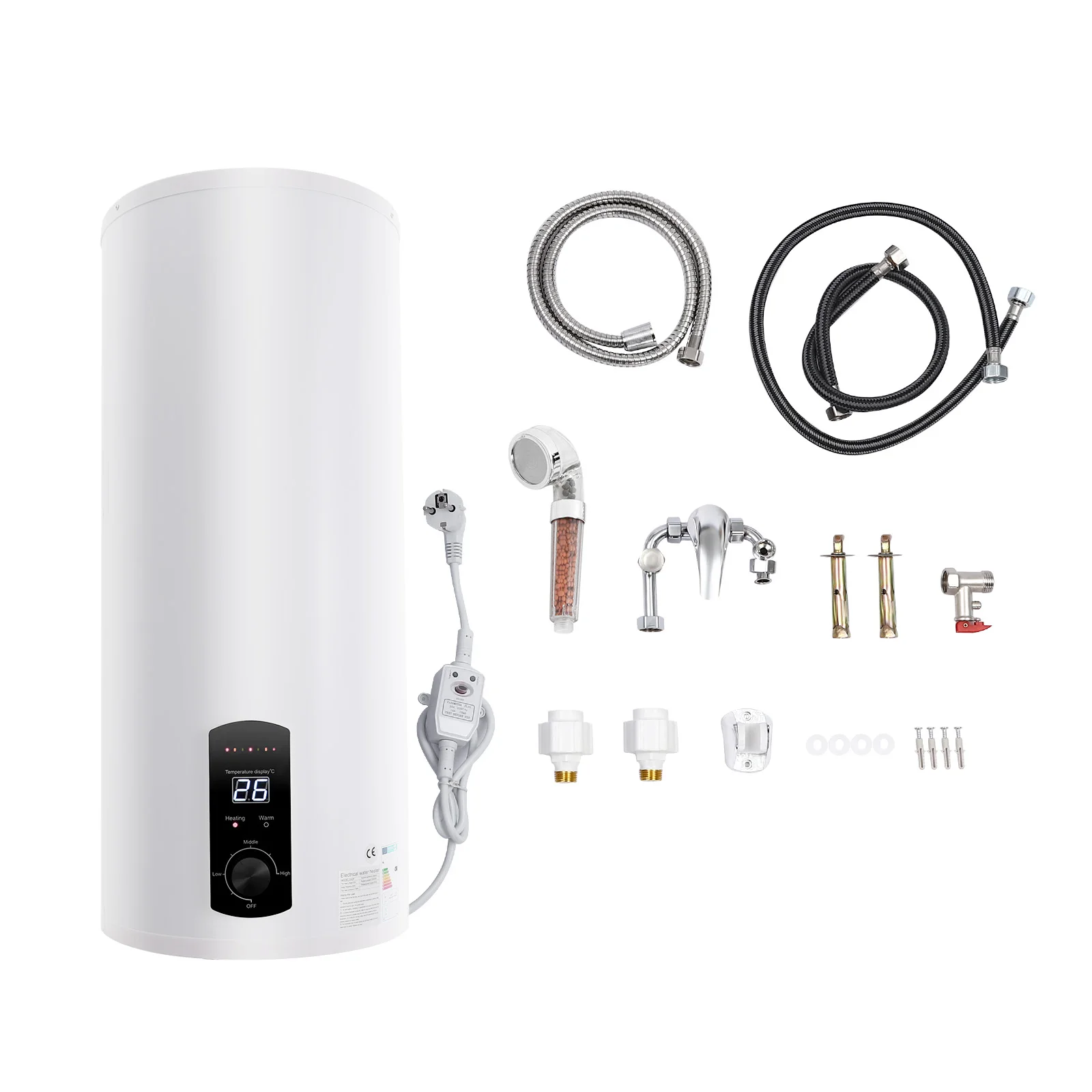 Electric 100L Storage Water Heater, Boiler, Electric Instantaneous Water Heater, LED Screen (Actual Water Capacity: 60L)