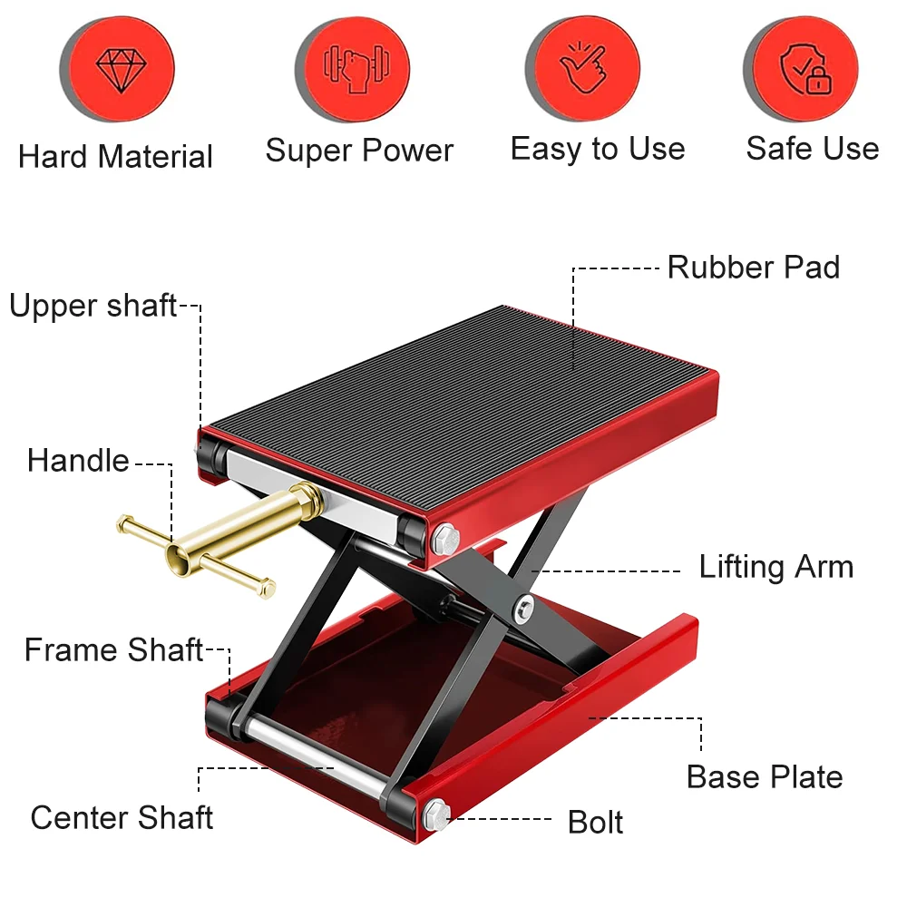 Motorcycle Lift Table 500kg Heavy Duty Hydraulic Lift Wide Deck Scissor Lift Jack Table Foot Stand Jack for Dirt Bike ATV Motor
