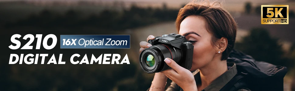 NBD 5K Digital Cameras for Photography 16X Optical Zoom Camera with WiFi & App Control, Vlogging Camera with 180°Flipable Screen