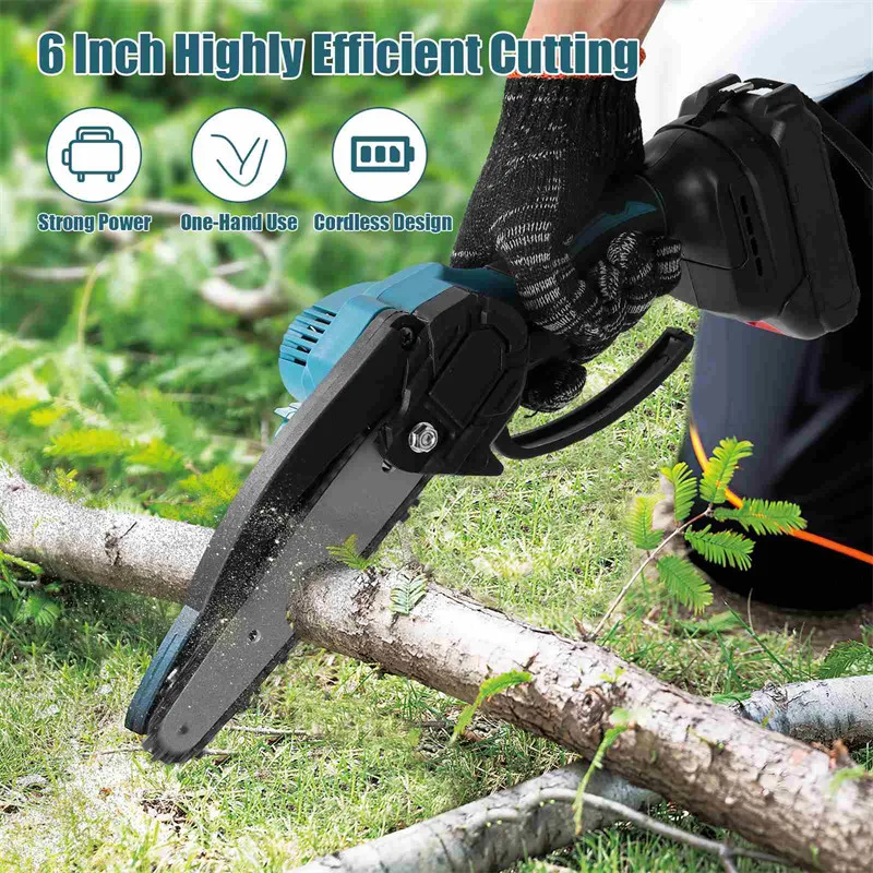 6 Inch Brushless Chain Saw Mini Handheld borrowing Chainsaw Woodworking Electric Saw baking Power Tool for Makita 18V Battery