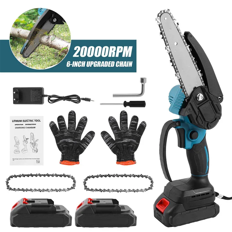 6 Inch Brushless Chain Saw Mini Handheld borrowing Chainsaw Woodworking Electric Saw baking Power Tool for Makita 18V Battery