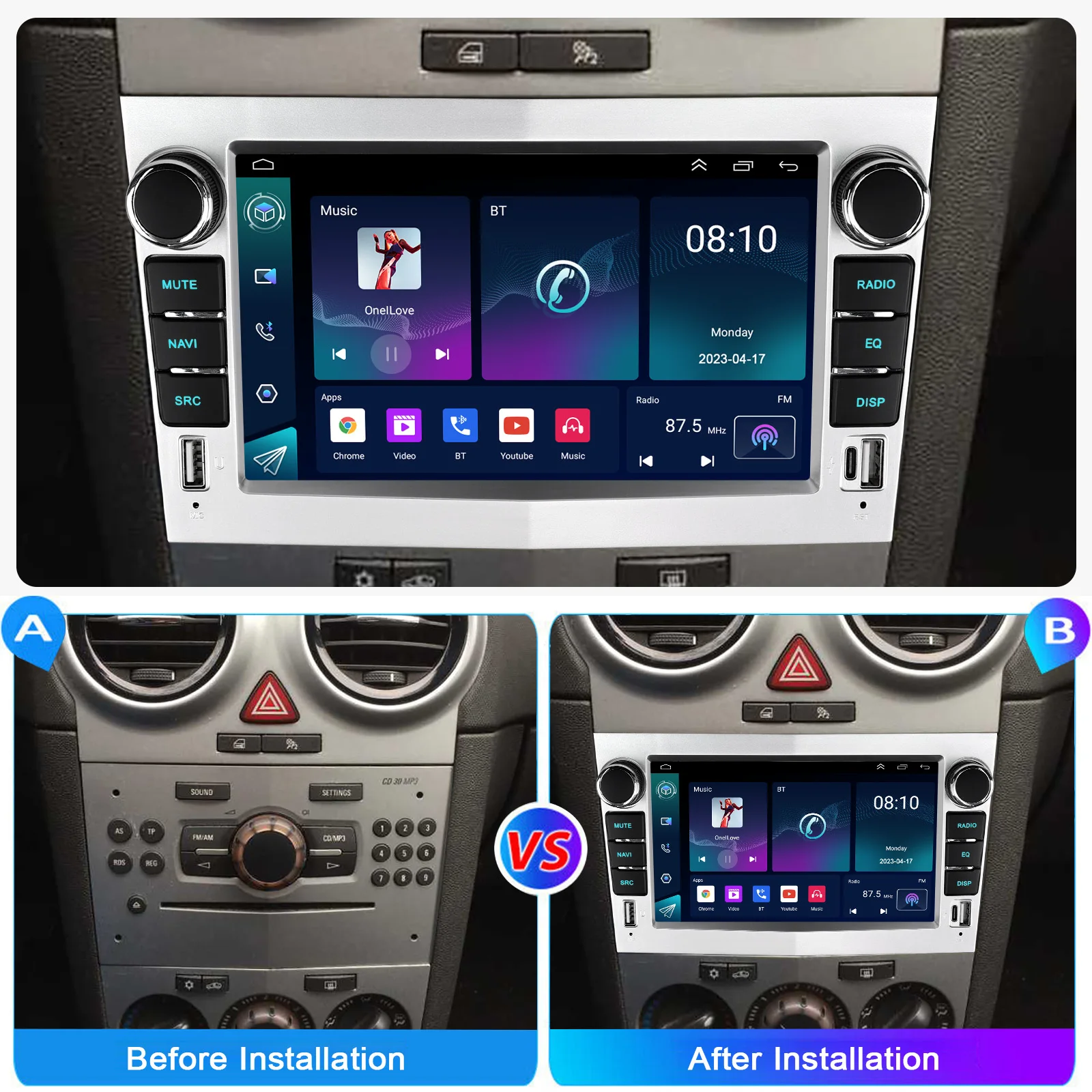 ESSGOO 4+64GB Android 14 Wireless Carplay Android auto For Vauxhall Corsa 2006-2014 Car Stereo Radio GPS NAVI WIFI FM Bluetooth