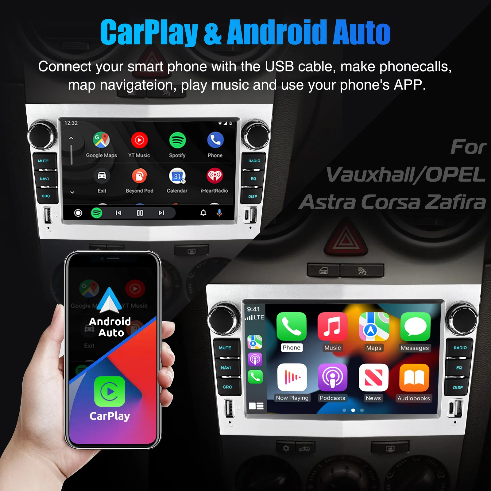 ESSGOO 4+64GB Android 14 Wireless Carplay Android auto For Vauxhall Corsa 2006-2014 Car Stereo Radio GPS NAVI WIFI FM Bluetooth