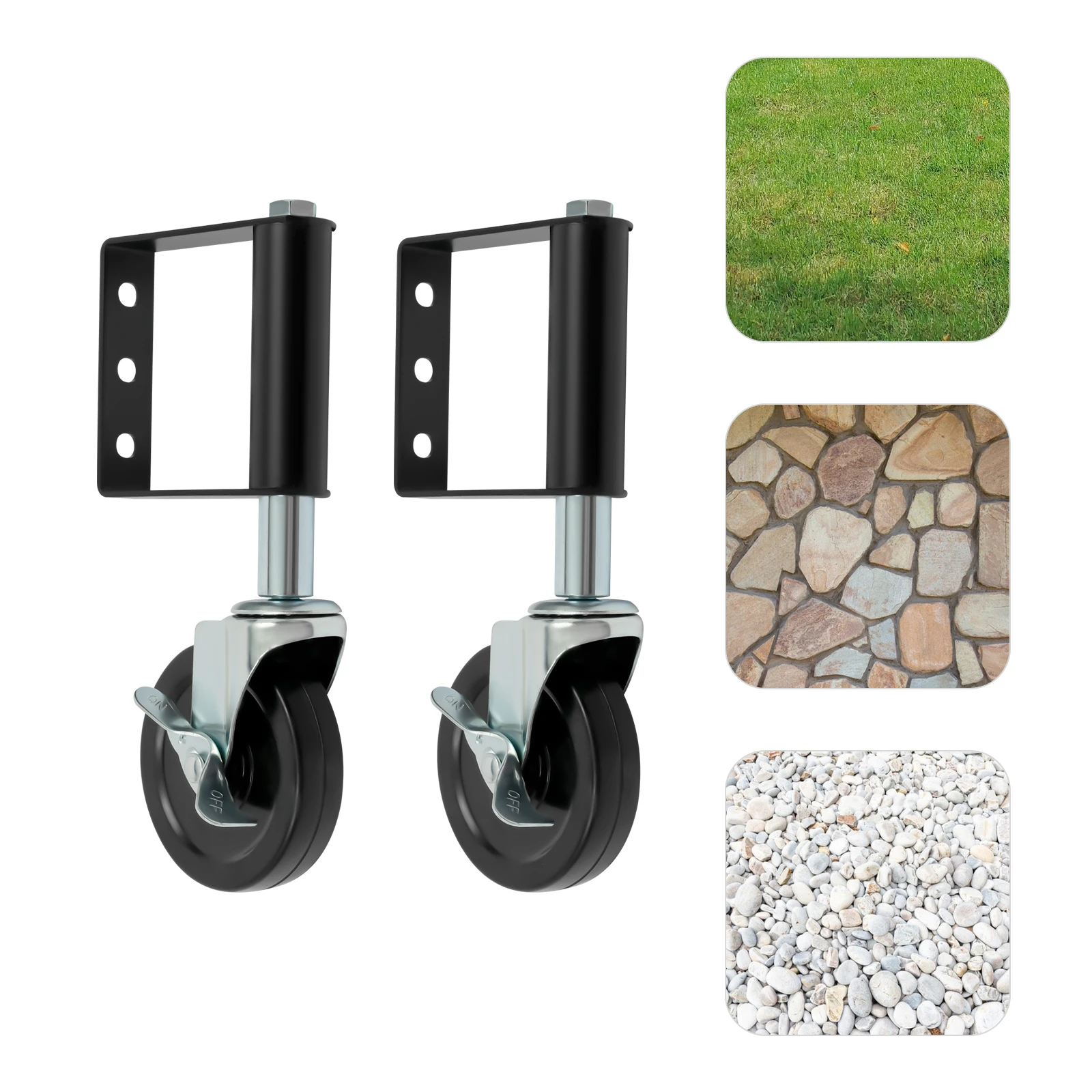 Spring-loaded Gate Rollers, Set of 2 with Wheels, 220lbs Load Capacity, Smooth Operation, Easy Installation for Yard Gates