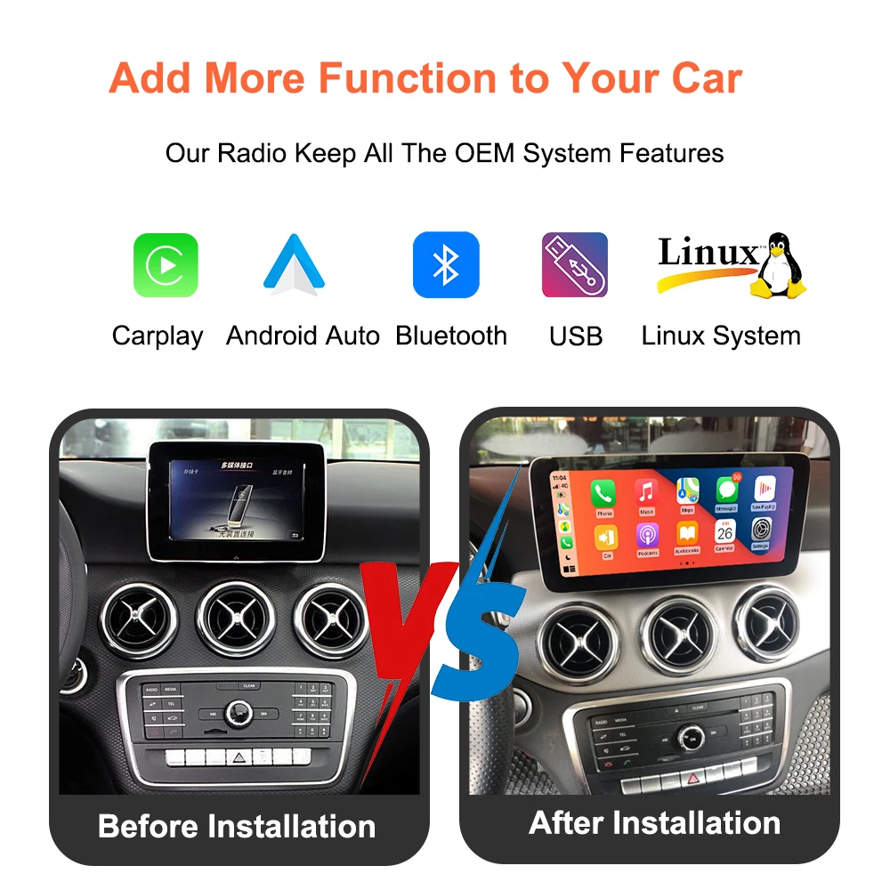 Bonroad 10.25 "Car Multimedia Player For Mercedes-Benz A-Class W176 GLA X156 CLA C117 NTG5.0 Carplay Android Auto Linux Headunit