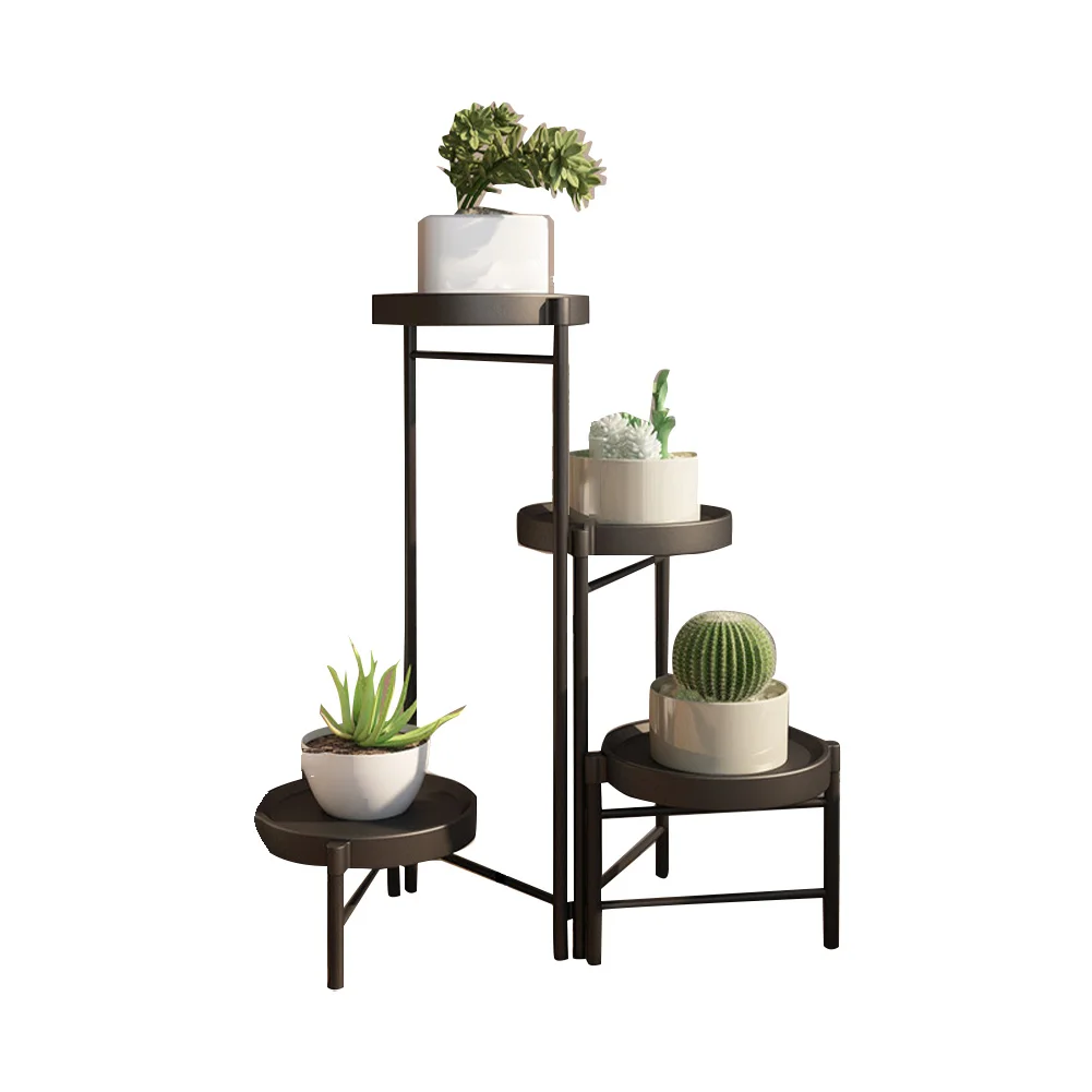 Foldable Corner Plant Stand Indoor Outdoor Tiered Plant Shelf Foldable Flower Holder Display Rack for Garden Patio Balcony