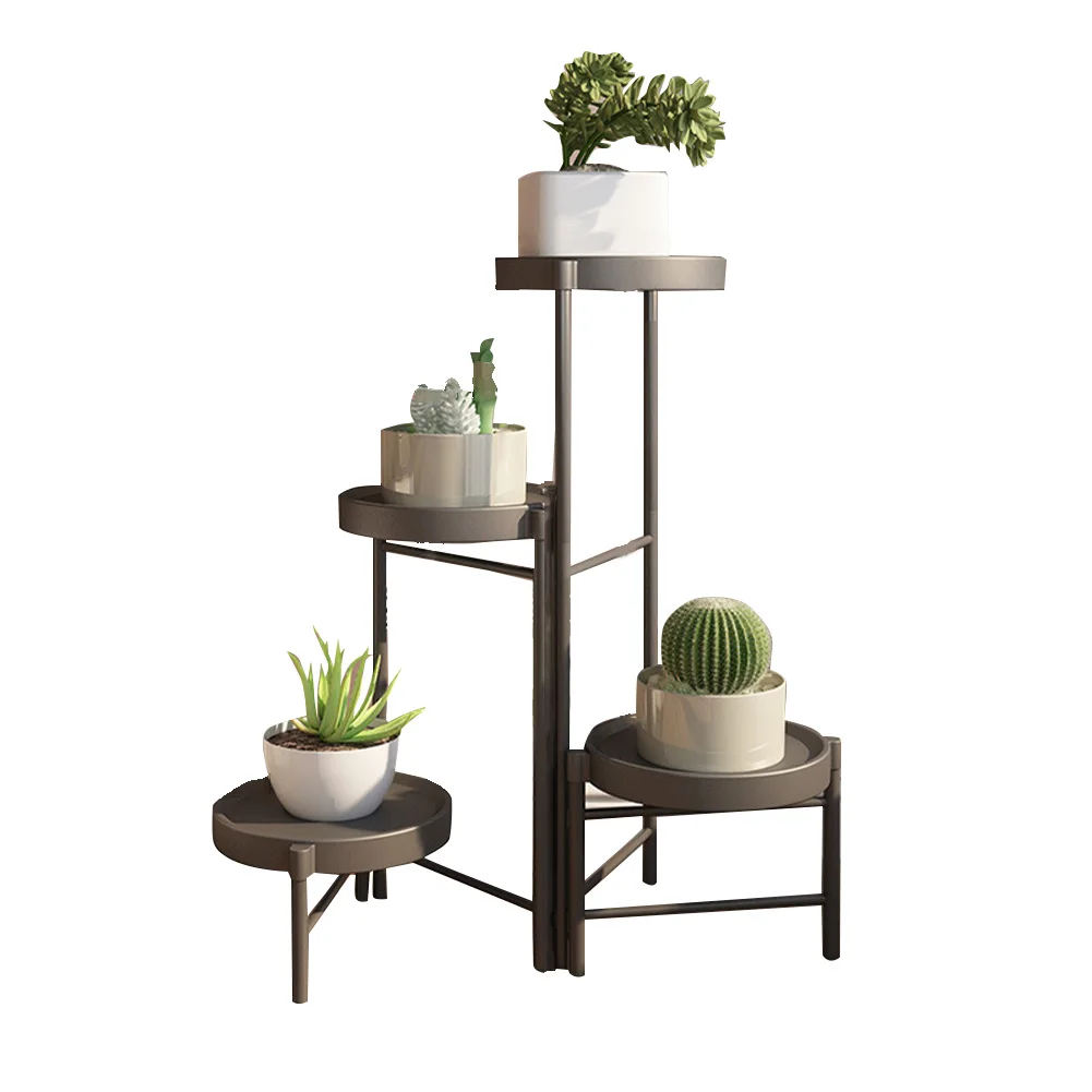 Foldable Corner Plant Stand Indoor Outdoor Tiered Plant Shelf Foldable Flower Holder Display Rack for Garden Patio Balcony