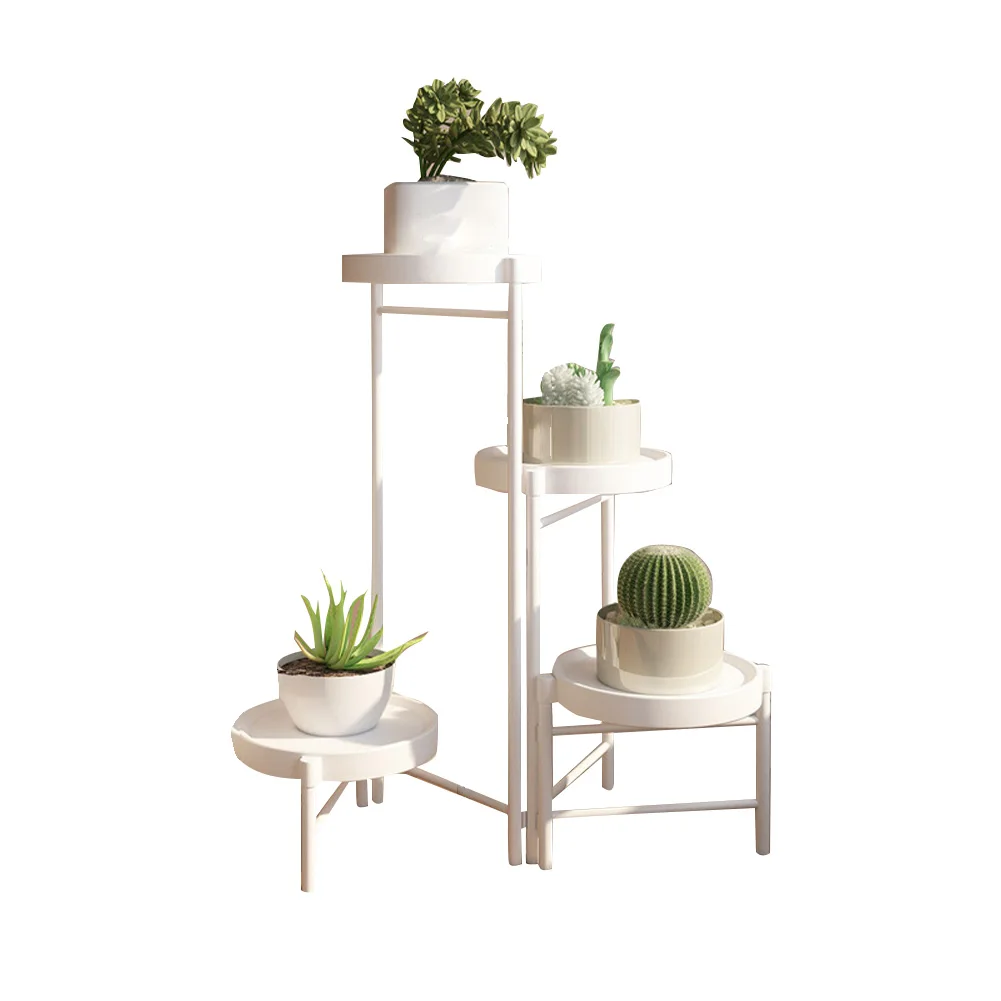 Foldable Corner Plant Stand Indoor Outdoor Tiered Plant Shelf Foldable Flower Holder Display Rack for Garden Patio Balcony