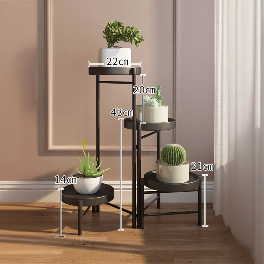 Foldable Corner Plant Stand Indoor Outdoor Tiered Plant Shelf Foldable Flower Holder Display Rack for Garden Patio Balcony