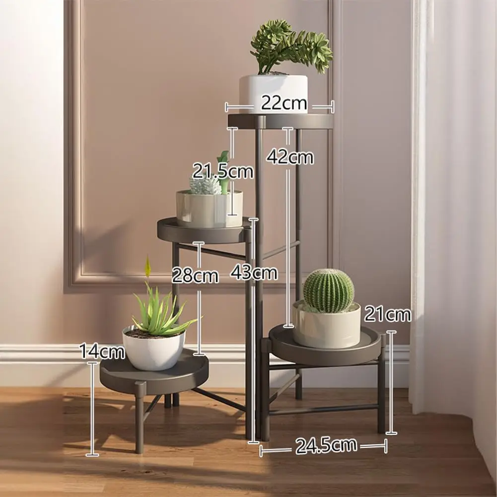 Foldable Corner Plant Stand Indoor Outdoor Tiered Plant Shelf Foldable Flower Holder Display Rack for Garden Patio Balcony
