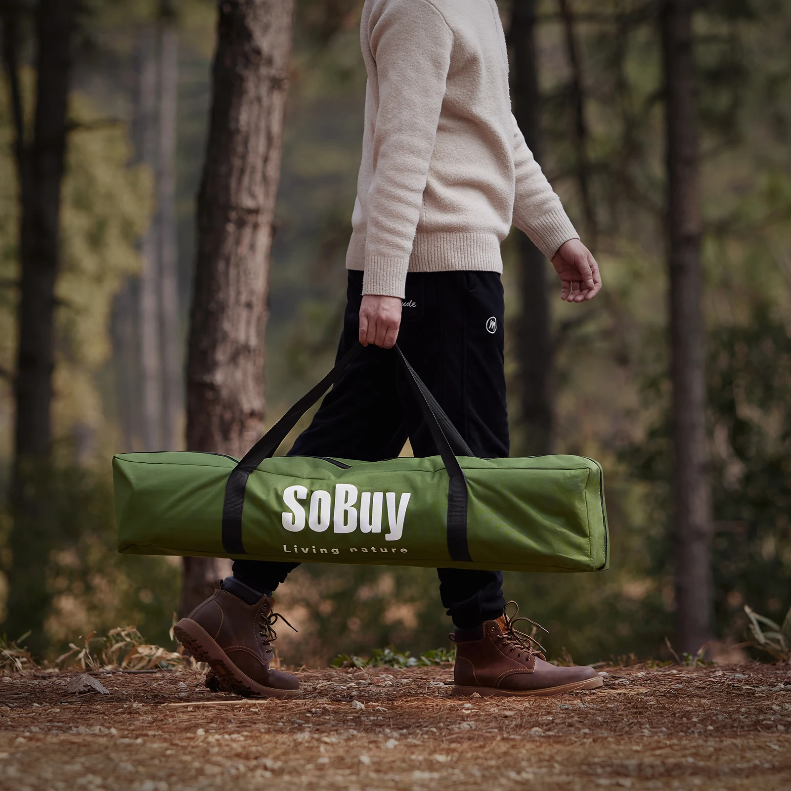 SoBuy OGS32-II camping tent single tent with lamp hook and shoe storage bags 3in1 tent 1 person practical green