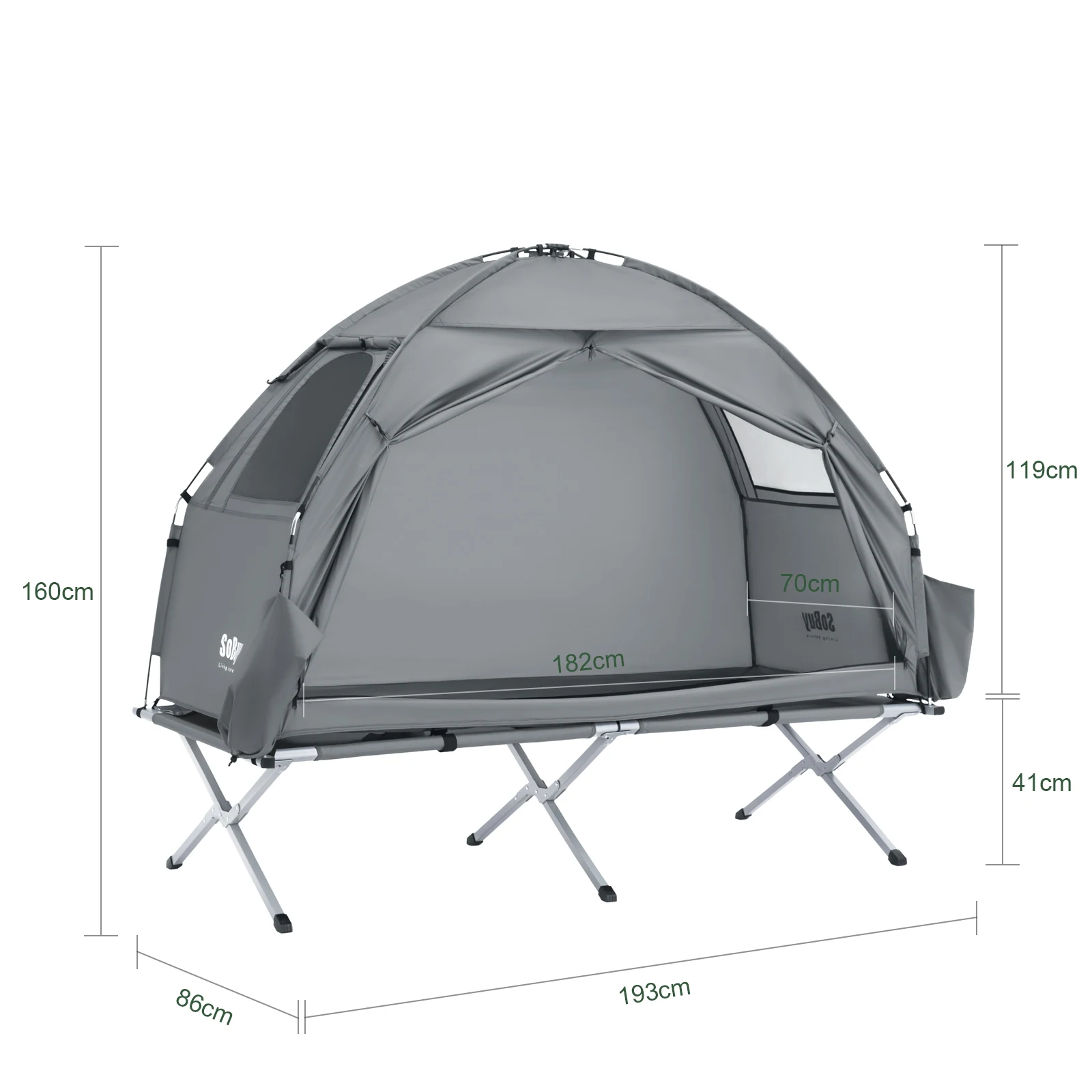 SoBuy OGS32-II camping tent single tent with lamp hook and shoe storage bags 3in1 tent 1 person practical green