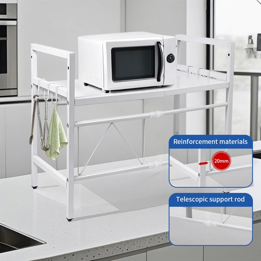 Kitchen Storage Rack Microwave Shelf Condiment Organizer Shelf Tableware Storage Expandable 42-64cm Moisture And Rust