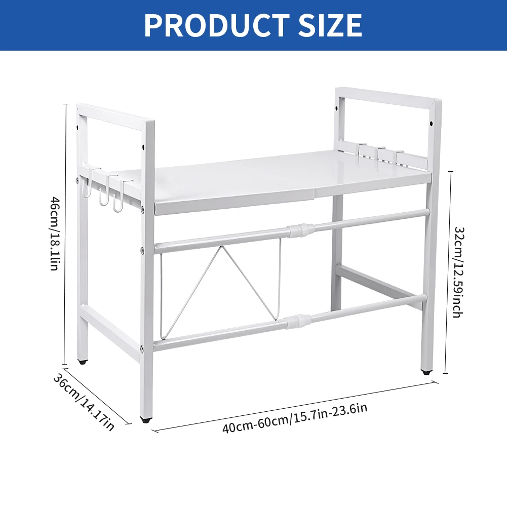 Kitchen Storage Rack Microwave Shelf Condiment Organizer Shelf Tableware Storage Expandable 42-64cm Moisture And Rust