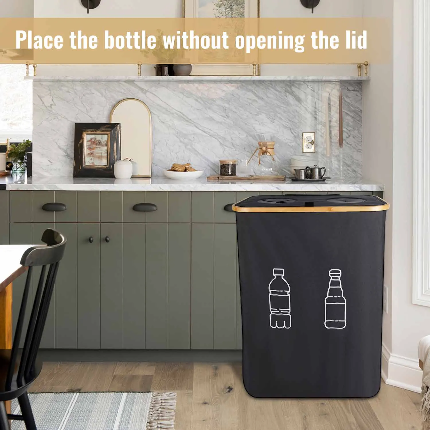 160L Bottle Collection Container 2 Compartments Deposit Bottles Organizer,Empty Bottles Storage Washing Machine Washable Bag