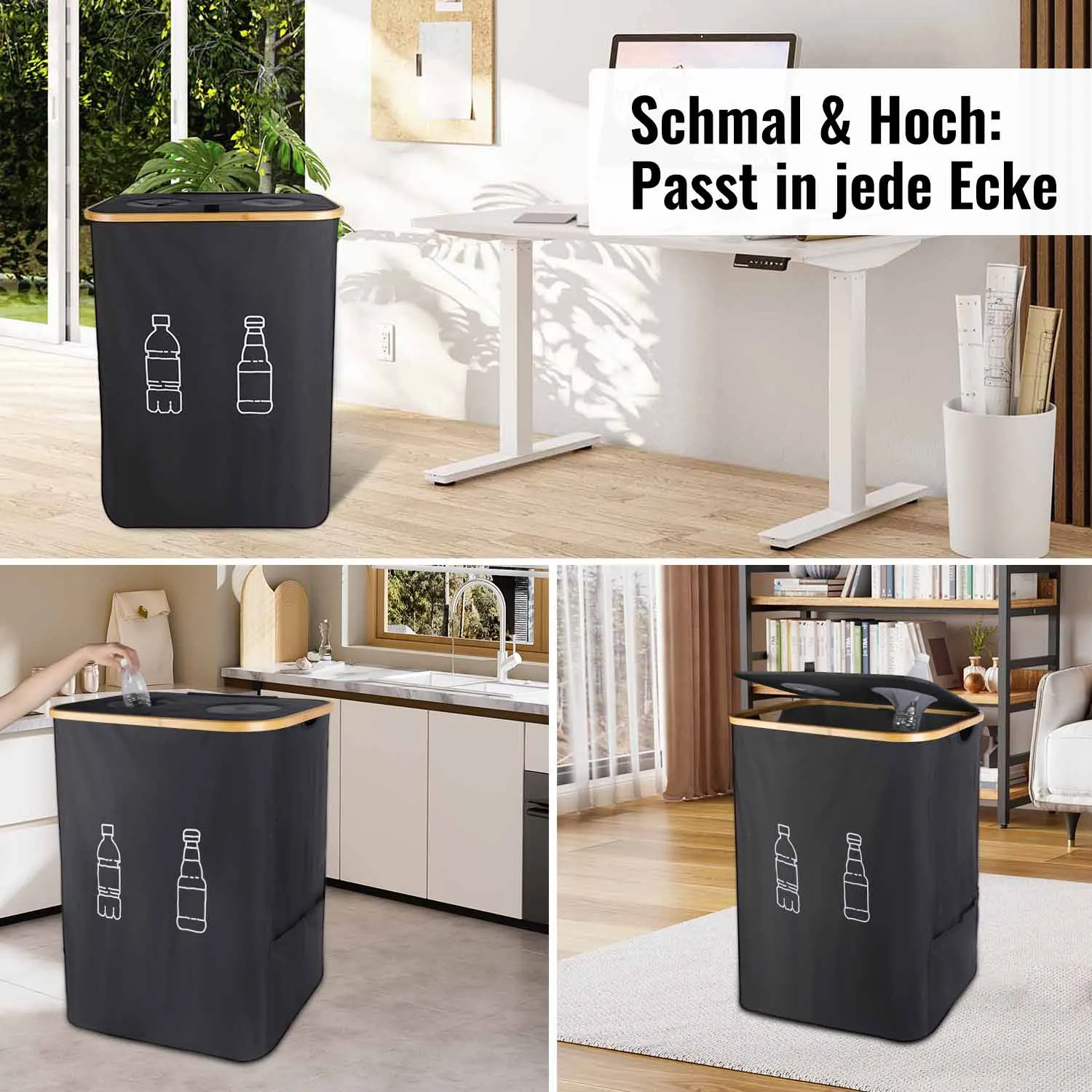 160L Bottle Collection Container 2 Compartments Deposit Bottles Organizer,Empty Bottles Storage Washing Machine Washable Bag