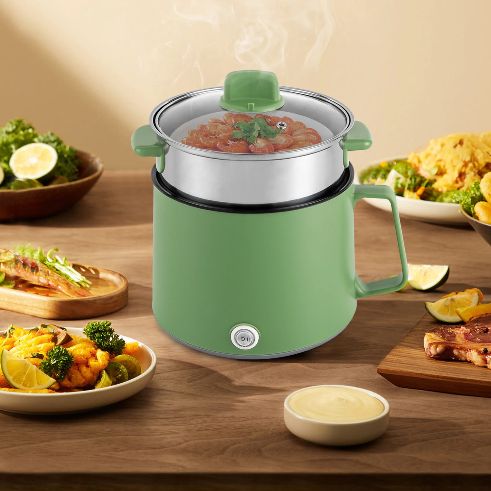 Mini Electric Hot Pot Pink Green Rice Cooker Non-stick Multifunction Rapid Cooking Machine Nonstick Pan Noodles Porridge Soup
