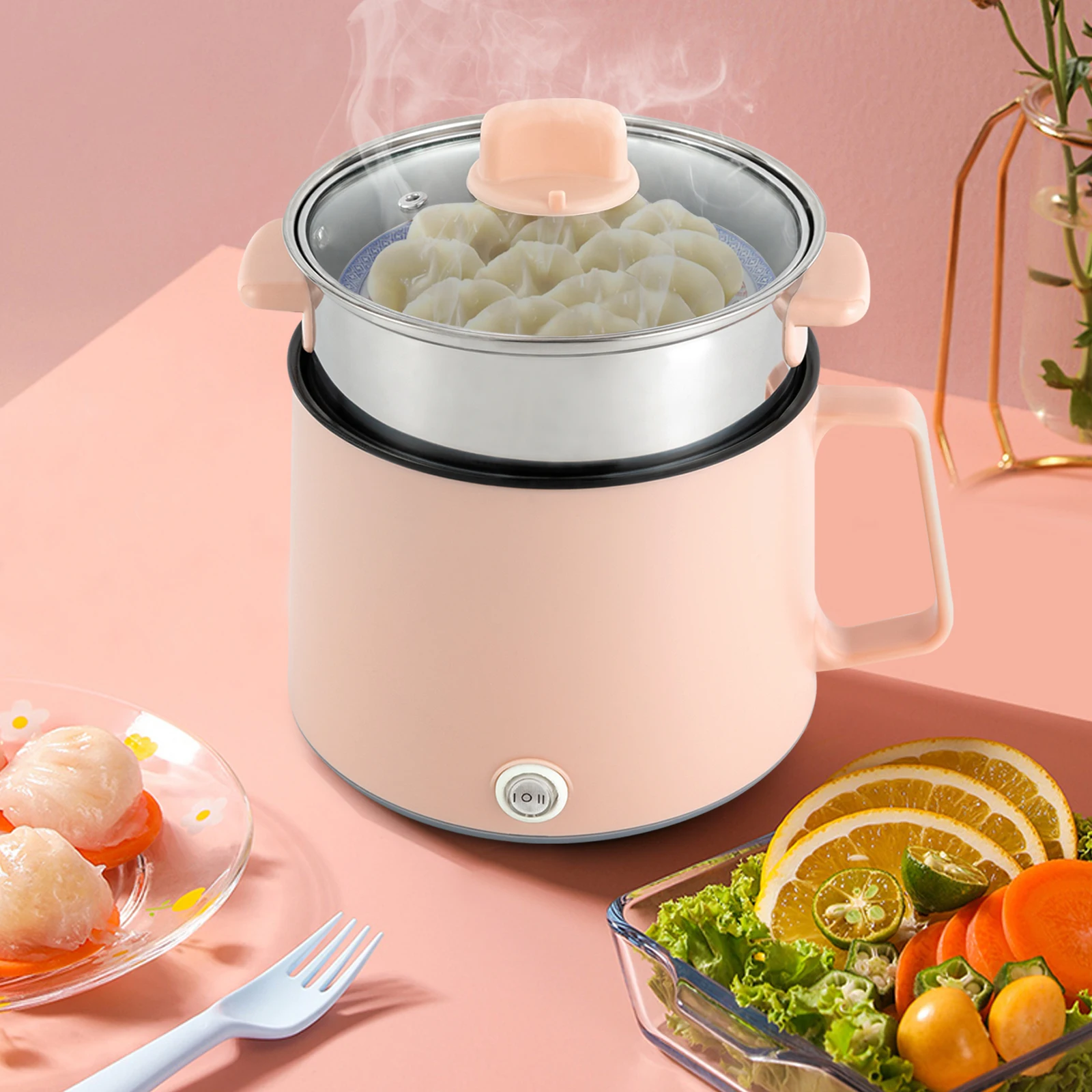 Mini Electric Hot Pot Pink Green Rice Cooker Non-stick Multifunction Rapid Cooking Machine Nonstick Pan Noodles Porridge Soup