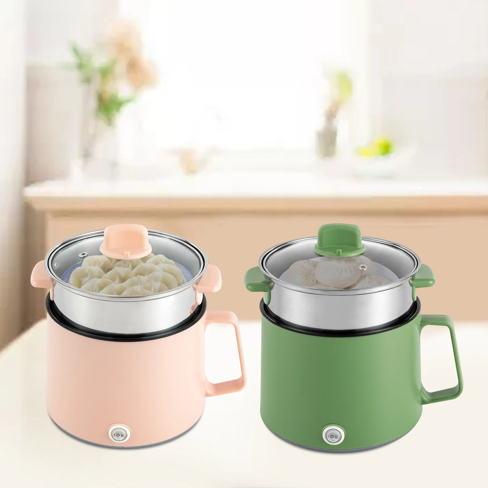 Mini Electric Hot Pot Pink Green Rice Cooker Non-stick Multifunction Rapid Cooking Machine Nonstick Pan Noodles Porridge Soup