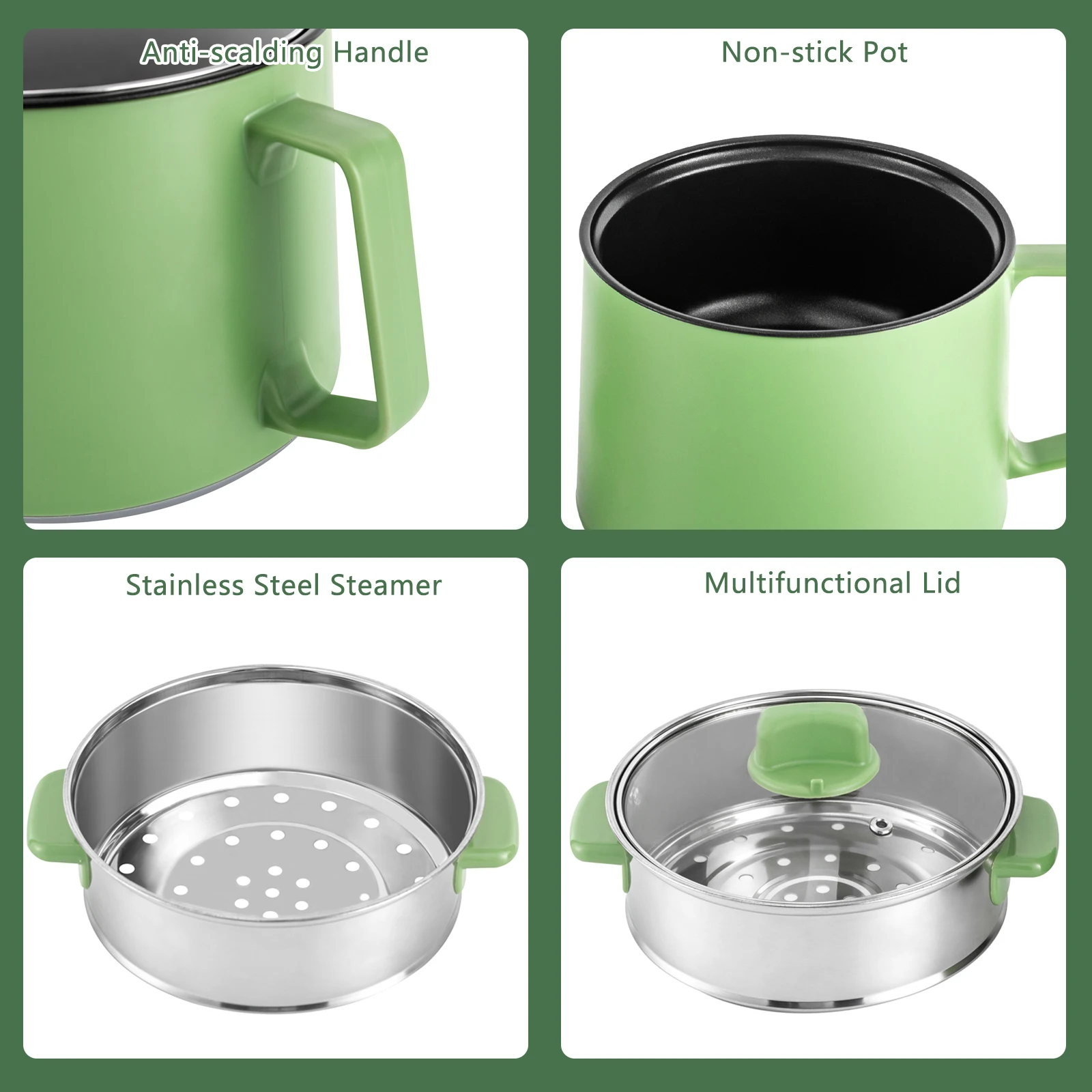 Mini Electric Hot Pot Pink Green Rice Cooker Non-stick Multifunction Rapid Cooking Machine Nonstick Pan Noodles Porridge Soup