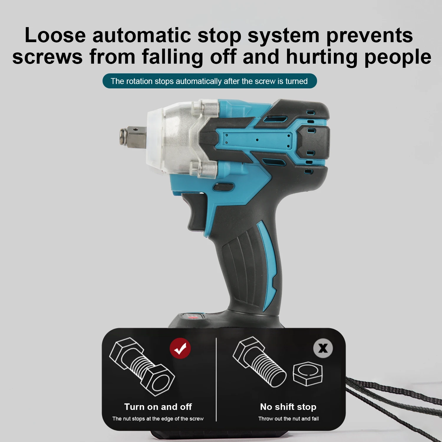 520N.m Brushless Cordless Electric Wrench 1/2 inch Car Truck Repair Screwdriver Impact Drill Rechargable 388V Battery Power Tool