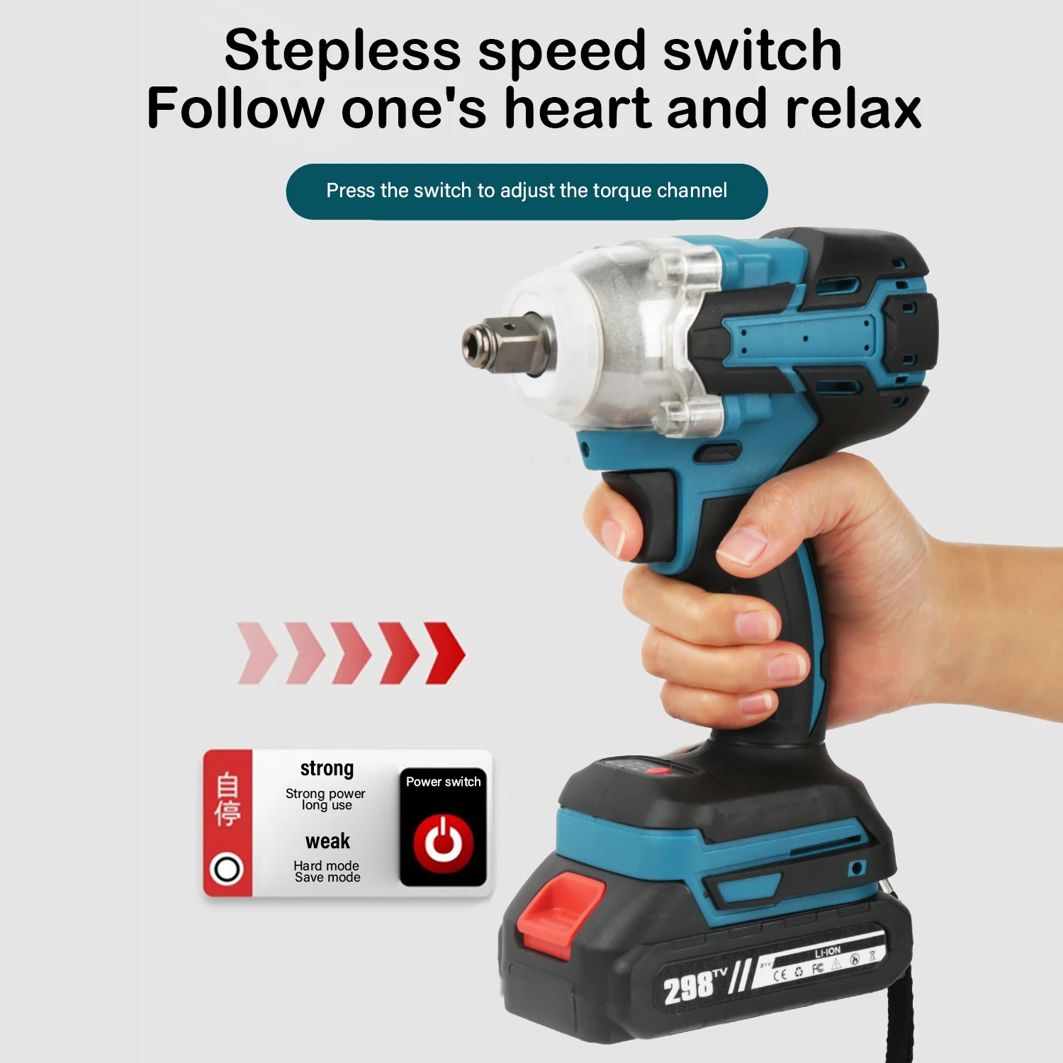 520N.m Brushless Cordless Electric Wrench 1/2 inch Car Truck Repair Screwdriver Impact Drill Rechargable 388V Battery Power Tool