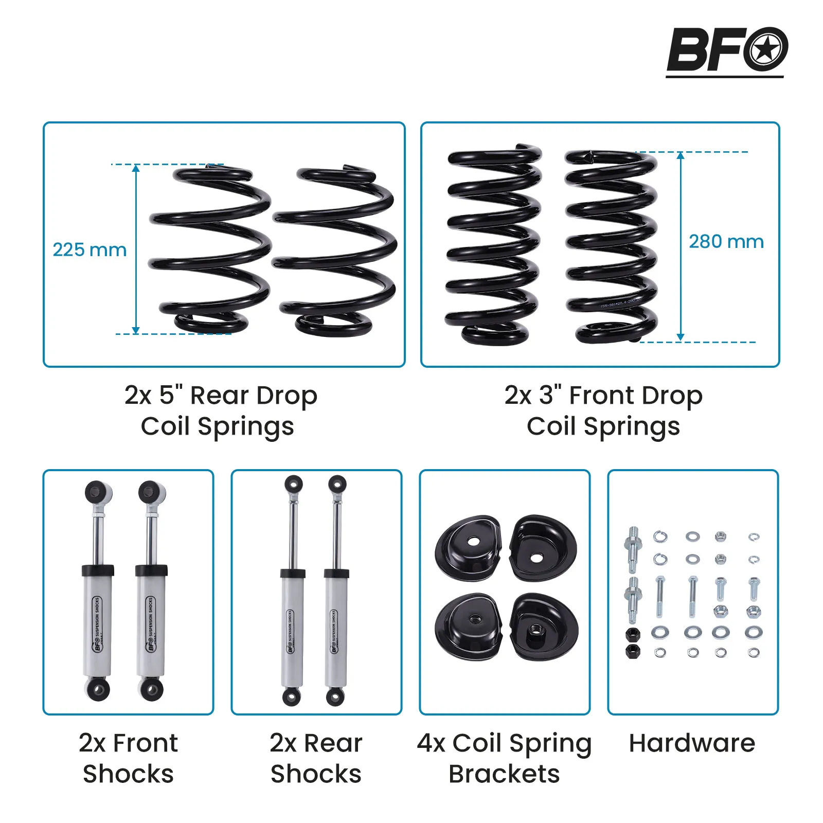 Front 3 inch Rear 5 inch Drop Lowering Kit w/ Shocks for Chevrolet C10 1963-1972