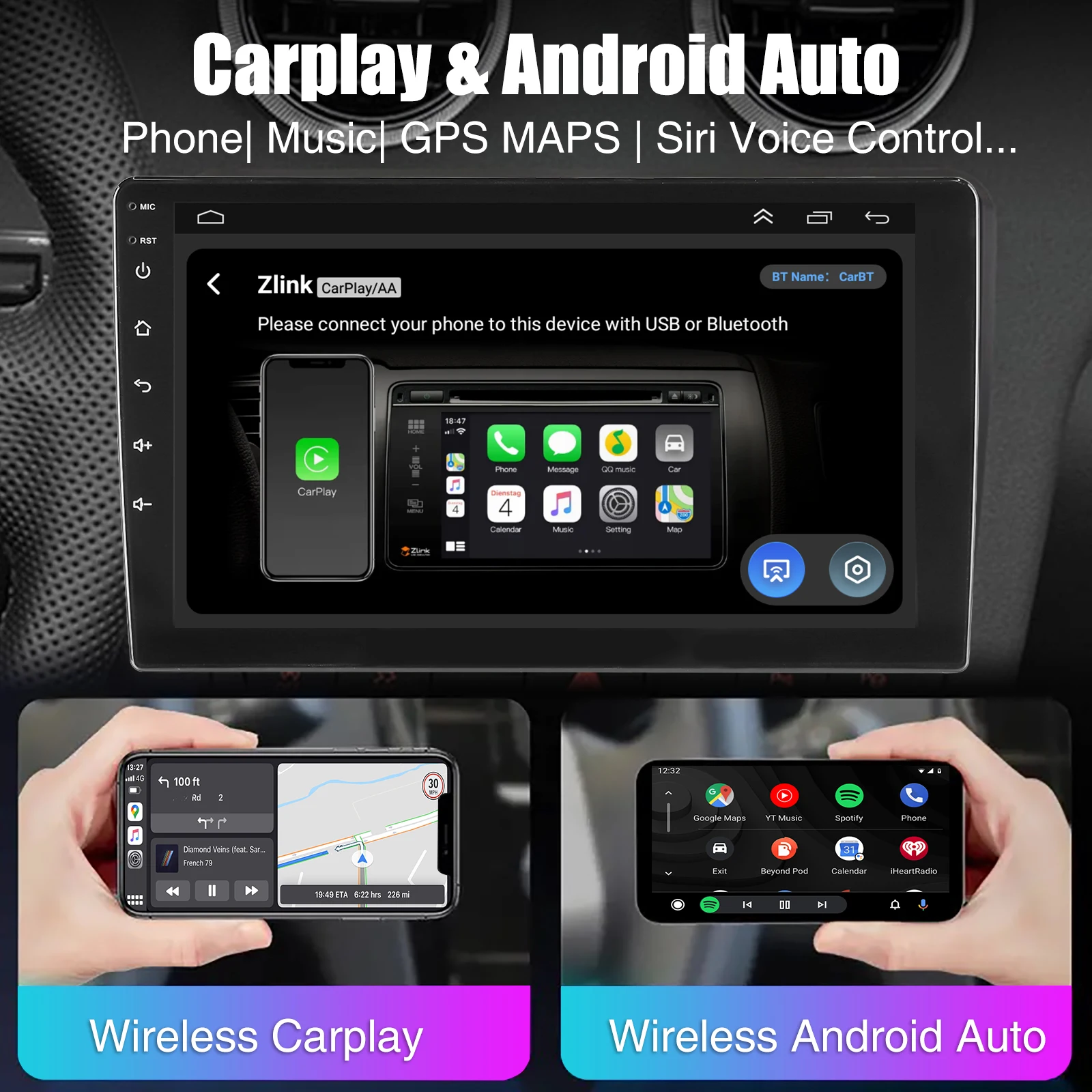 For Honda CRV 2007-2011 9Inch Touchscreen Android14 1280 x 720 Car Stereo CarPlay GPS Sat Nav BT 4+64G MP3