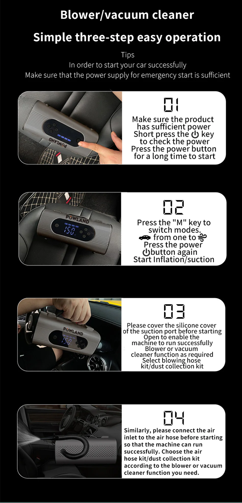 26800mAh Multifunctional 8-In-1 150PSI Car Emergency Start Power Portable Vehicle Mounted Inflation Pump Electric Vacuum Cleaner