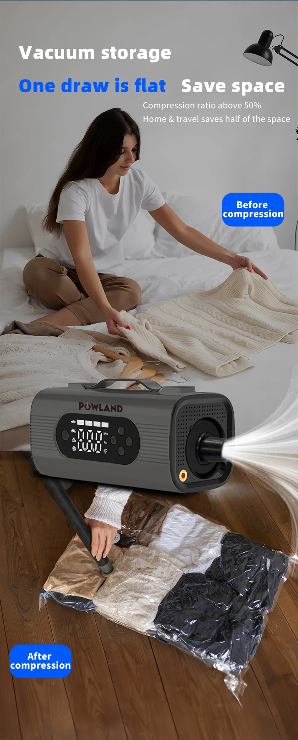 26800mAh Multifunctional 8-In-1 150PSI Car Emergency Start Power Portable Vehicle Mounted Inflation Pump Electric Vacuum Cleaner