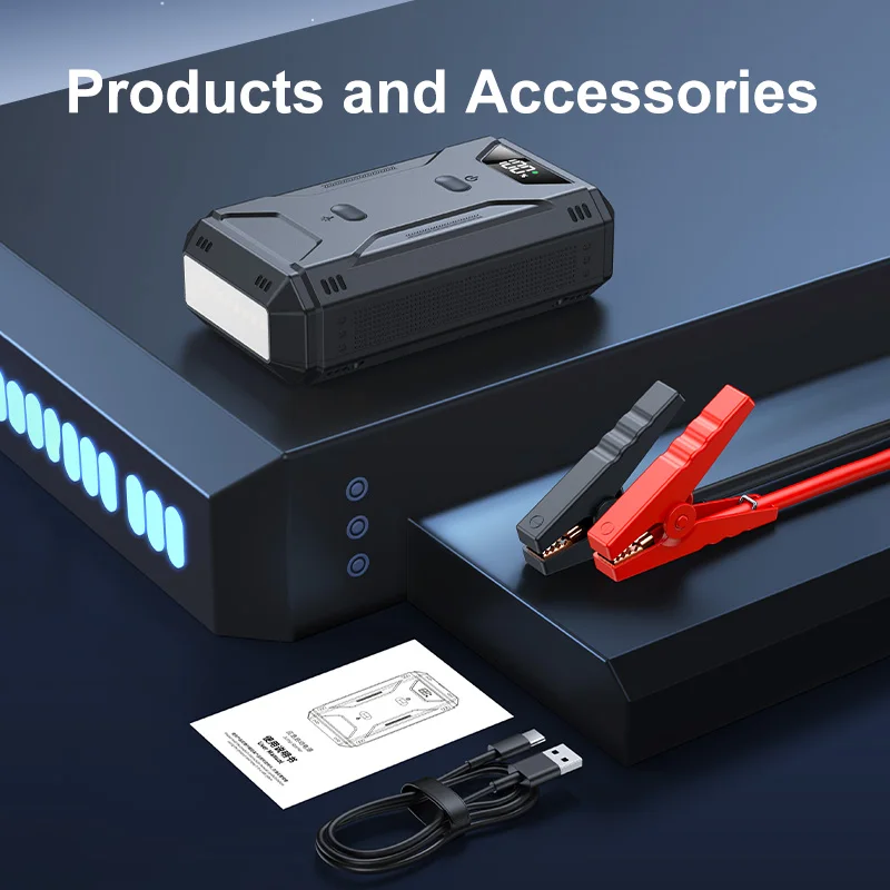 Car Battery Jump Starter Digital Display Portable Car Battery Booster Charger 26800mAh Power Bank Emergency Battery Booster
