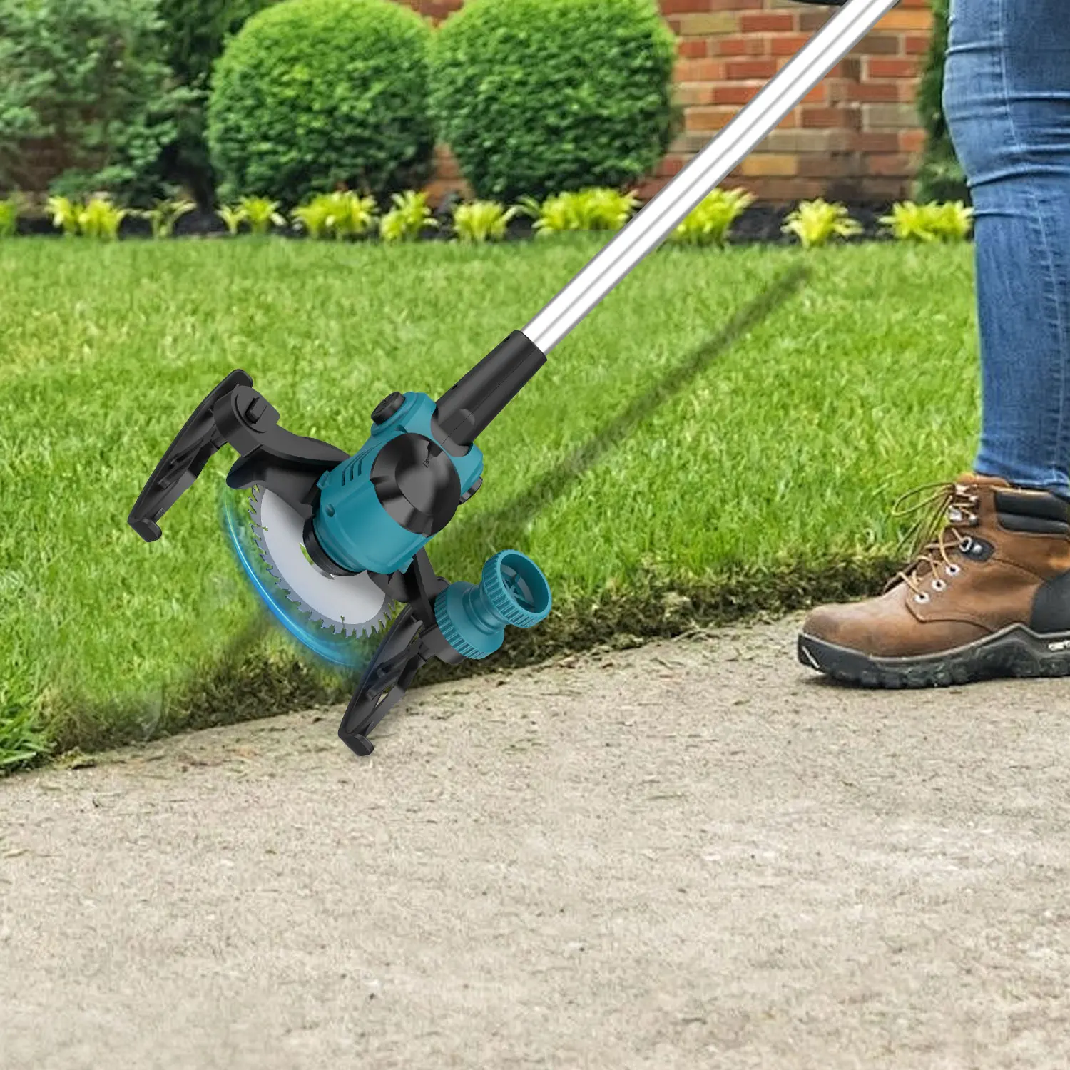 21V Electric Cordless Weed Wacker 3IN1 Lawn Edger/Trimmer/Mower 6“ 90° Blade Adjustable Handle Grass Trimmer Garden Power Tool