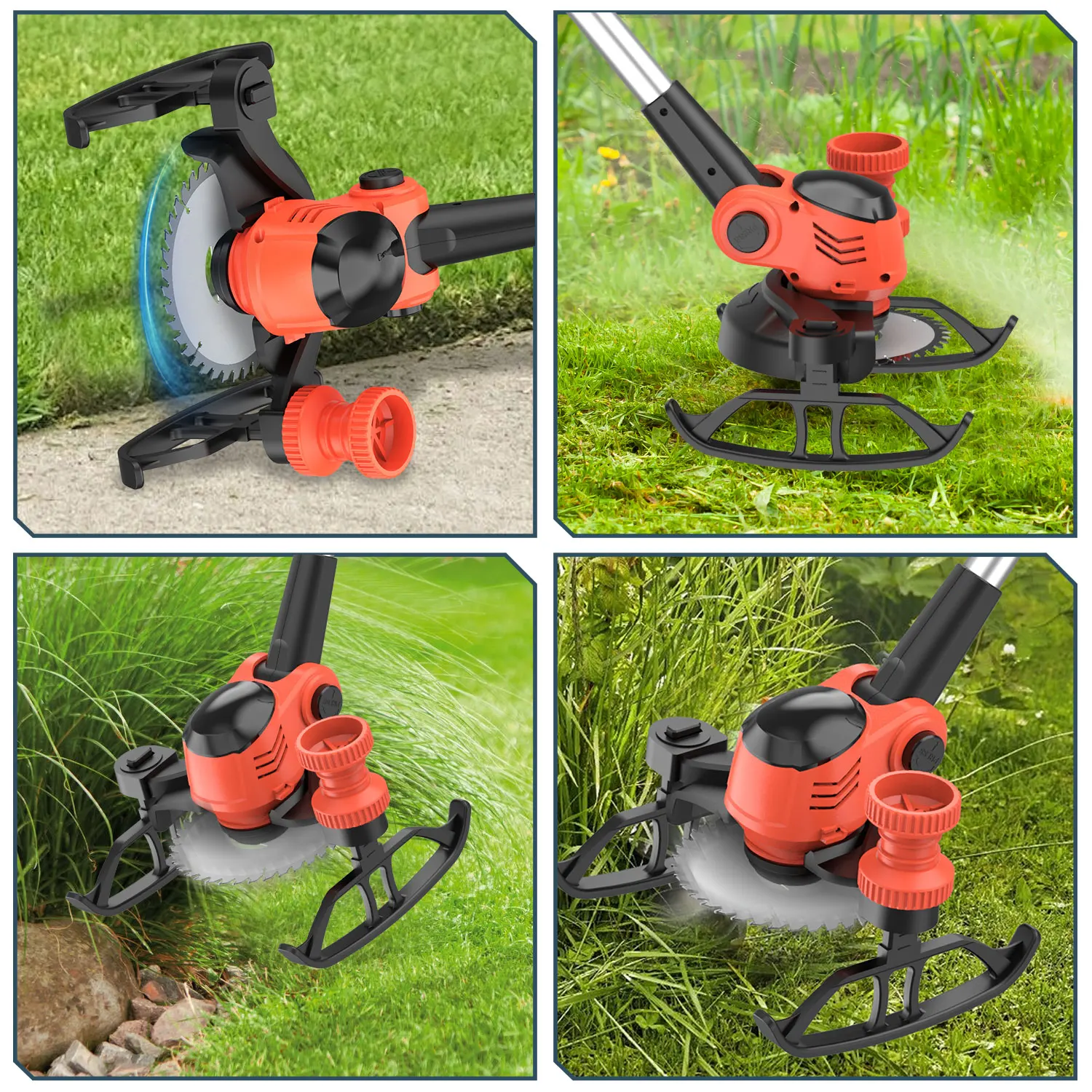 21V Electric Cordless Weed Wacker 3IN1 Lawn Edger/Trimmer/Mower 6“ 90° Blade Adjustable Handle Grass Trimmer Garden Power Tool