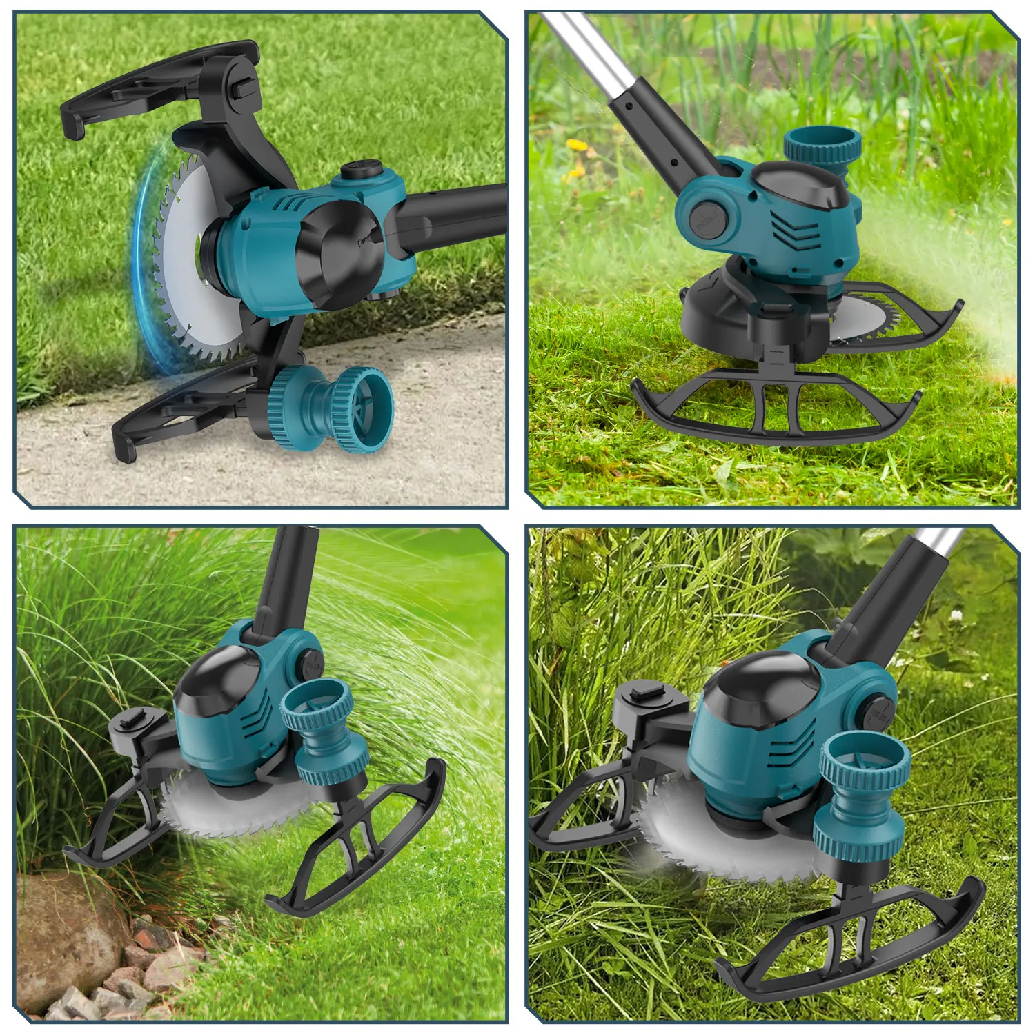 21V Electric Cordless Weed Wacker 3IN1 Lawn Edger/Trimmer/Mower 6“ 90° Blade Adjustable Handle Grass Trimmer Garden Power Tool