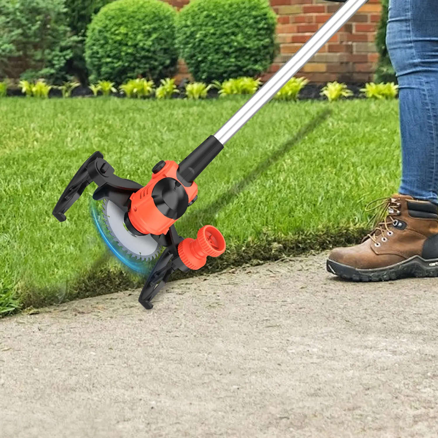 21V Electric Cordless Weed Wacker 3IN1 Lawn Edger/Trimmer/Mower 6“ 90° Blade Adjustable Handle Grass Trimmer Garden Power Tool