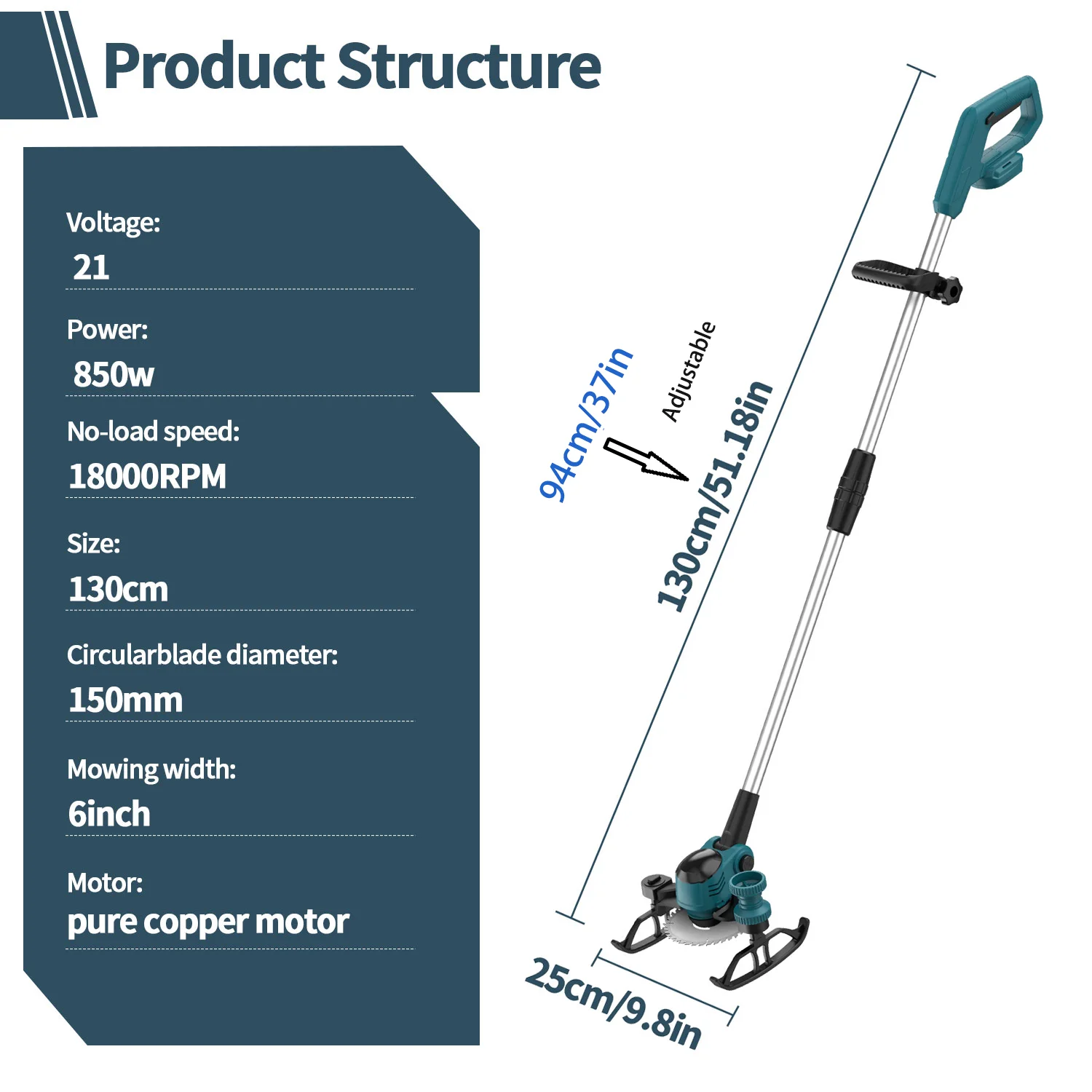 21V Electric Cordless Weed Wacker 3IN1 Lawn Edger/Trimmer/Mower 6“ 90° Blade Adjustable Handle Grass Trimmer Garden Power Tool