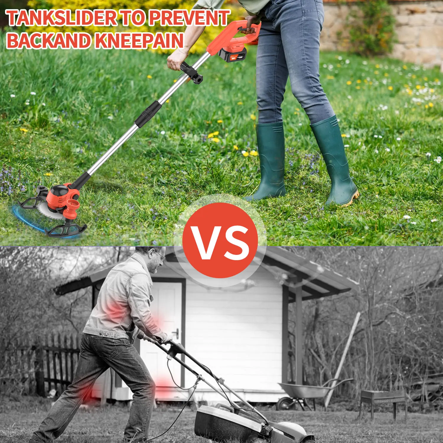 21V Electric Cordless Weed Wacker 3IN1 Lawn Edger/Trimmer/Mower 6“ 90° Blade Adjustable Handle Grass Trimmer Garden Power Tool