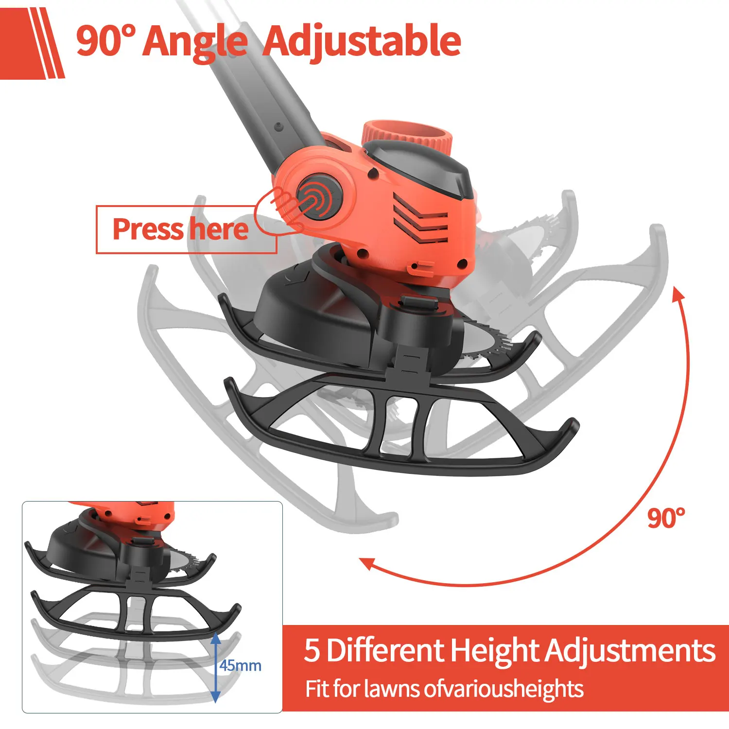 21V Electric Cordless Weed Wacker 3IN1 Lawn Edger/Trimmer/Mower 6“ 90° Blade Adjustable Handle Grass Trimmer Garden Power Tool