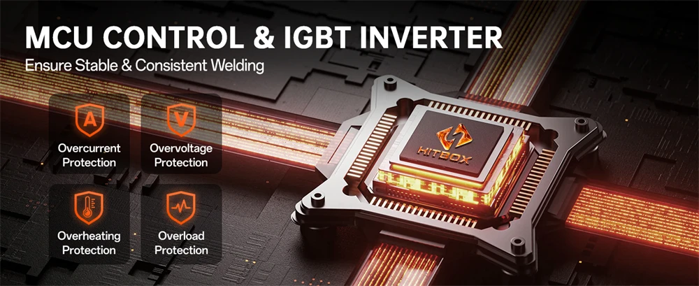 HITBOX MIG Welding Machine 220V 200 Amps 7 in 1 Stick ARC MMA Gasless/Gas MIG Lift TIG Spot Welder Support Spool Gun Single Pulse Aluminium Welder Large LED Digital Screen Inverter Welding Tool