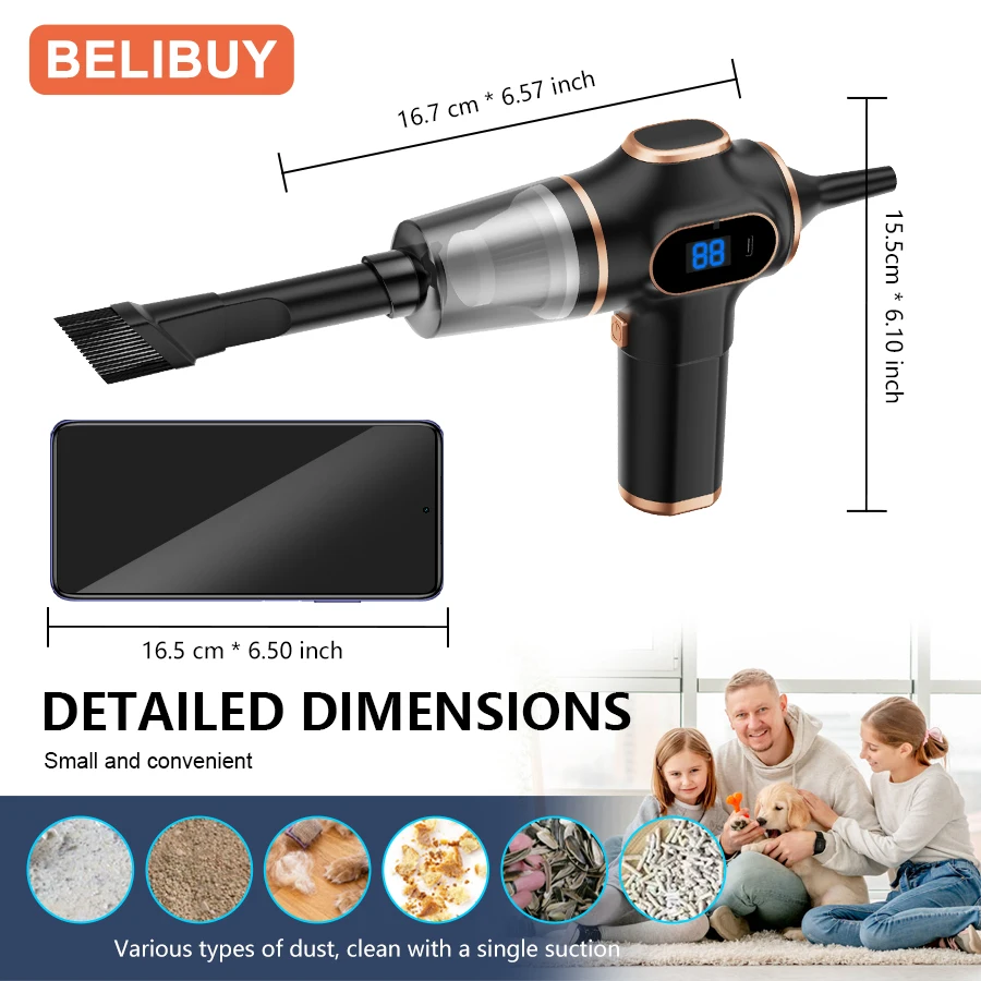 Home Appliance Portable Powerful Handheld Vacuum Cleaner, Long Battery Life Suitable for Cleaning Car and Home Debris