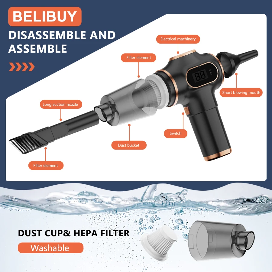 Home Appliance Portable Powerful Handheld Vacuum Cleaner, Long Battery Life Suitable for Cleaning Car and Home Debris