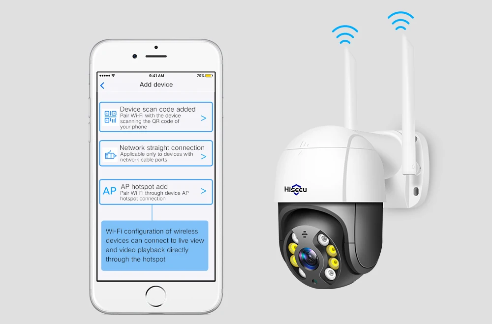 Hiseeu 4K 8MP Smart Wifi PTZ Camera 5x Digital Zoom AI Human Detection ONVIF Wireless CCTV IP Camera Iptv Security Protection